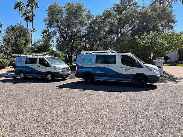 Professional HVAC service team working with modern equipment